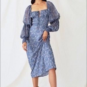 Free People Aglow MIDI Dress XS color Sapphire Combo